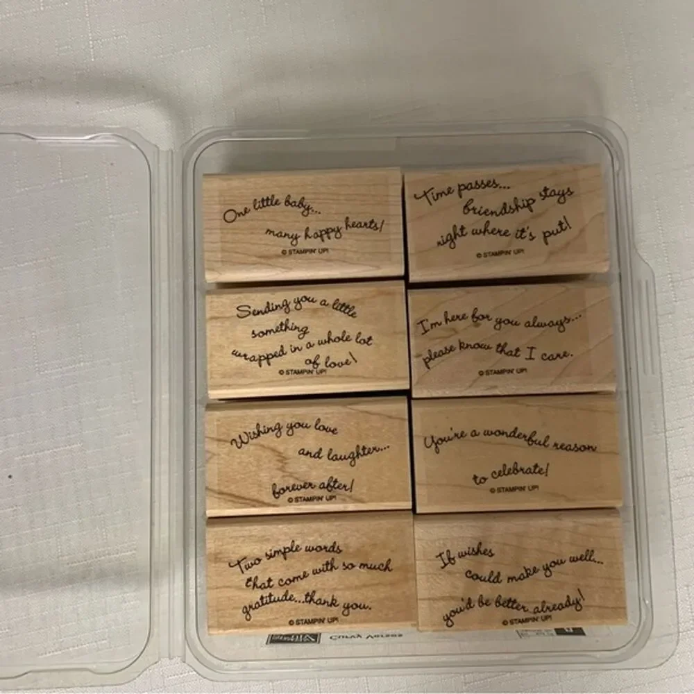 STAMPIN' UP! CURVY VERSES Set 8 Wood Mounted Rubber Stamp Retired Card Craft
